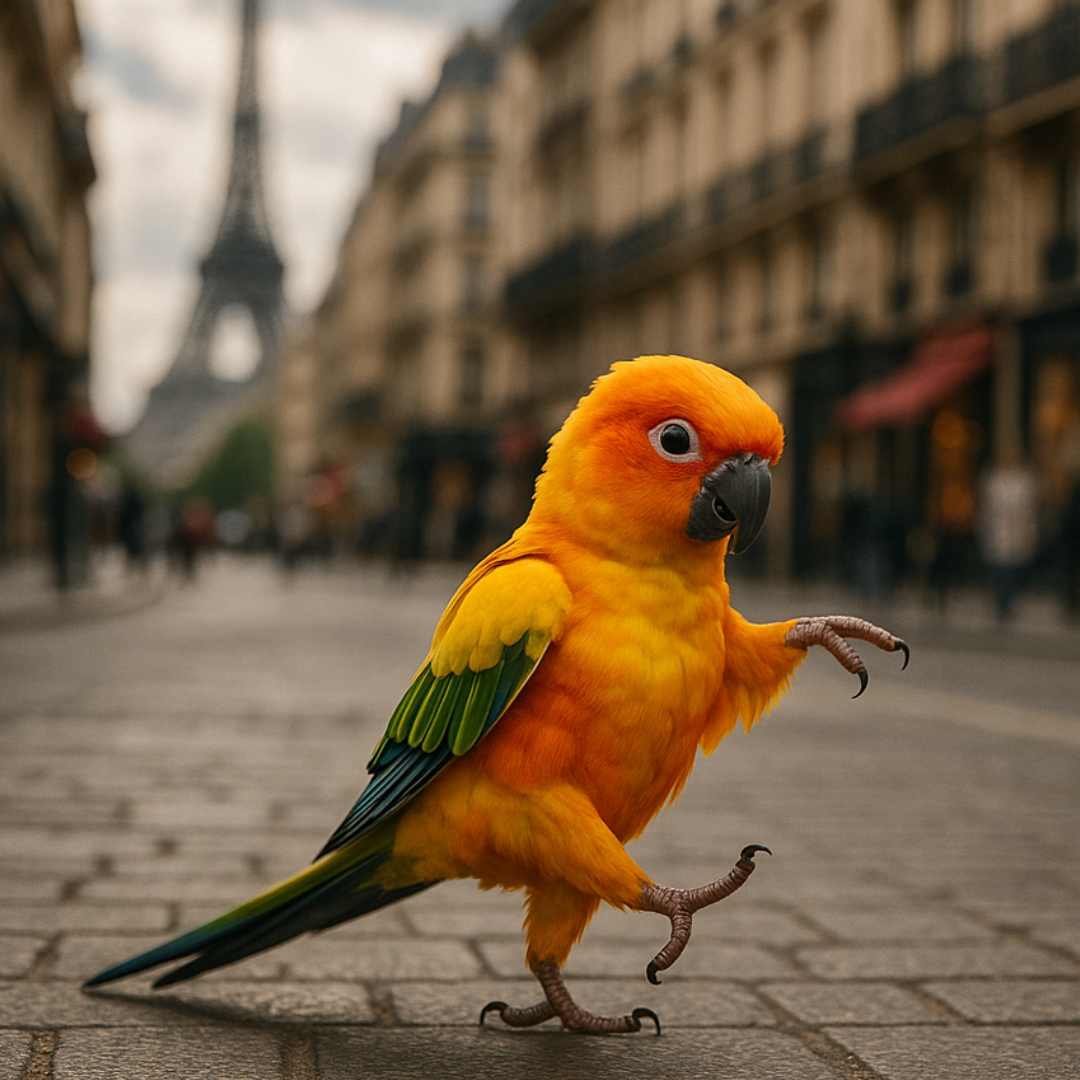 Mango walking like an Egyptian in Paris